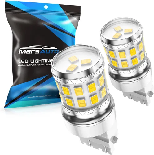 Miniatura 8 de Marsauto Bombilla LED de señal de giro, 3157 LED ámbar para reemplazo de luz de señal de giro delantera/trasera, con espejo convexo a reflector