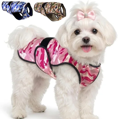 Miniatura 24 de Chaleco refrescante para perros, 2 capas de enfriamiento con tela de microfibra suave, ligero, ajustable y cómodo, protección UV para perros