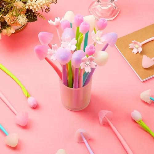 Miniatura 7 de Yexiya 60 bolígrafos con diseño de flores que cambian de color, regalos para madres y profesores, bolígrafos a granel de 0.020 in, tulipán, rosa