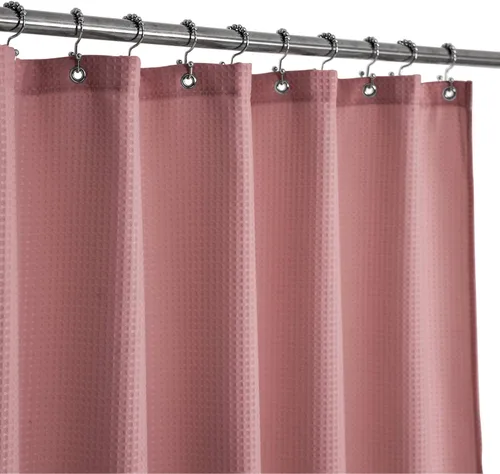Miniatura 20 de Barossa Design Cortina de ducha blanca con tejido gofre, calidad de lujo, cortinas de ducha de tela para baño, tela con patrón de piqué, repelente