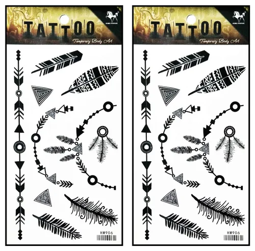 Miniatura 11 de Tatuajes 2 hojas de tatuaje temporal 3D negro mariposa líneas discontinuas para mujeres hombres espalda baja hombro cuello brazo tatuaje etiqueta