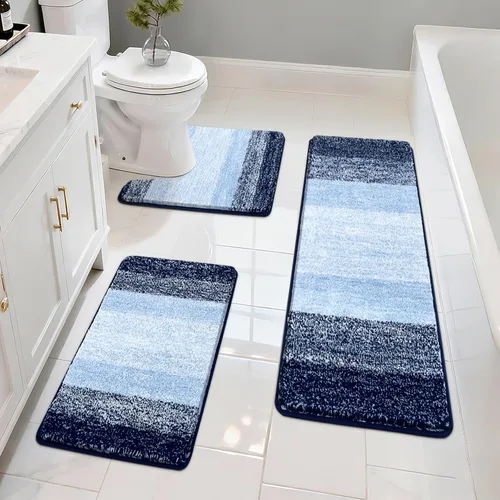 Miniatura 14 de Pauwer Juego de 3 alfombras de baño antideslizantes y lavables, de microfibra, absorbentes, extra suaves, de secado rápido, tapete de ducha