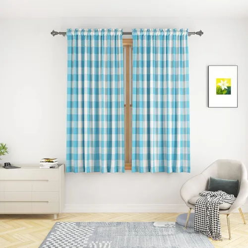 Miniatura 32 de UPOPO Cortinas de ventana Buffalo Check 122 cm de largo, cortinas de algodón para sala de estar, paneles de cortina a cuadros para dormitorio