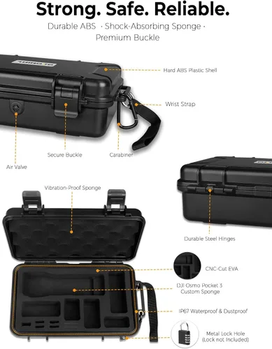 Miniatura 4 de Estuche rígido impermeable para DJI Osmo Pocket 3 Creator Combo – IP67 carcasa ABS a prueba de golpes, espuma EVA de precisión, estuche