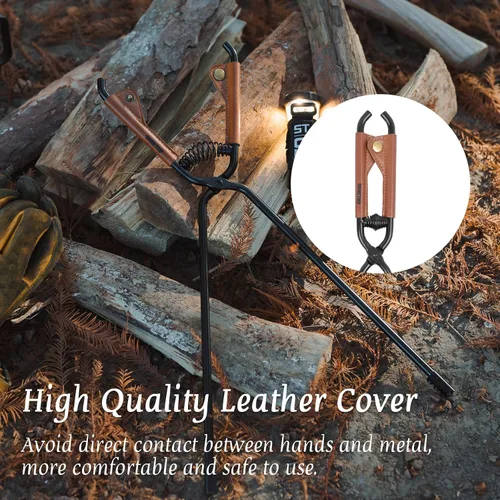 Miniatura 3 de OMUKY Pinzas para chimenea, pinzas de garra de tronco con cubierta de mango de piel sintética, herramienta de abrazadera para interior y exterior
