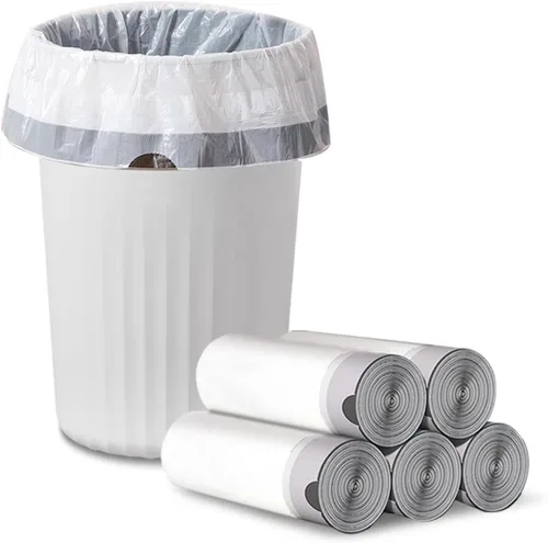 Bolsas de basura de 4 galones, 100 bolsas de basura con cordón, forros gruesos sin perfume para baño, dormitorio, oficina