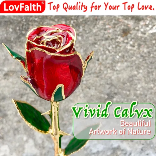 Miniatura 4 de Día de San Valentín, rosa real sumergida en oro de 24 quilates con soporte de cristal, el mejor regalo original de rosa para su esposa, aniversario