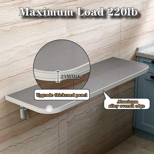 Miniatura 6 de Escritorio plegable de acero inoxidable 304 montado en la pared, mesa de comedor plegable para lavandería, hogar, bar, cocina, comedor, carga máxima