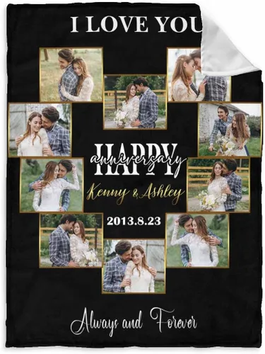 Miniatura 32 de InterestPrint Manta de fotos personalizada para pareja, novio, novia, manta personalizada de 6 fotos, manta personalizada de aniversario y boda