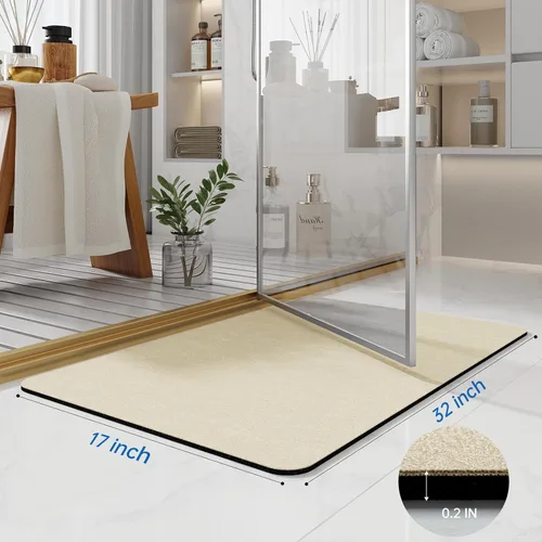 Miniatura 2 de Alfombras de baño de 32 x 17 pulgadas, tapetes de baño de tierra de diatomeas de secado rápido, absorbentes, tapetes de baño de goma antideslizante
