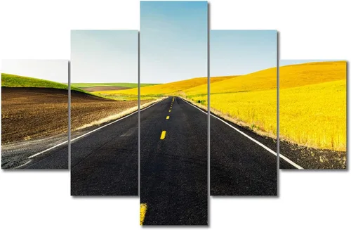 Miniatura 52 de TUMOVO Lienzo decorativo para pared de sala de estar, 5 paneles de naturaleza, Alaska, Estados Unidos, autopista alrededor de montañas, paisaje
