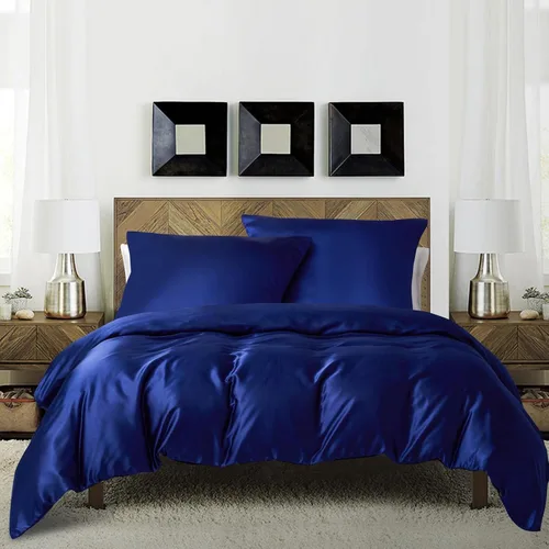 Miniatura 17 de HOTNIU Juego de funda de edredón de seda satinada con cierre de cremallera, colección de ropa de cama de 2 piezas ultra suave de alta calidad