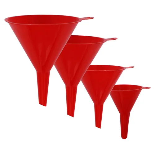 KongNai Juego de 4 embudos de plástico para uso en cocina y automóvil, embudo pequeño, mediano y grande para llenar botellas, enlatar, cocinar, Rojo