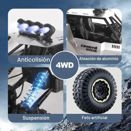 Miniatura 2 de Jiakora Coche de Control Remoto 1:12 Camión Todo Terreno, Carcasa de Metal Faros LED Camión Monster RC Todo Terreno, Coches RC Juguetes para Niños