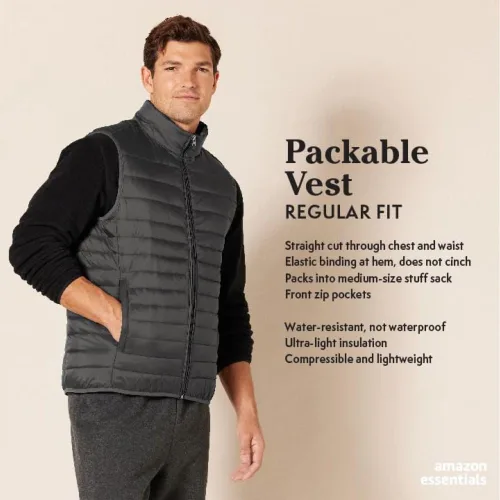 Miniatura 2 de Tienda Essentials Men's Lightweight Water-Resistant Packable Puffer Vest