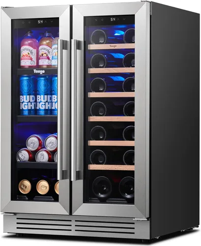 Miniatura 12 de Yeego Refrigerador de Vino - Refrigerador de Vino de Doble Zona de 15 Pulgadas con Capacidad para 28 Botellas, 40-65°F Refrigerador de Vino
