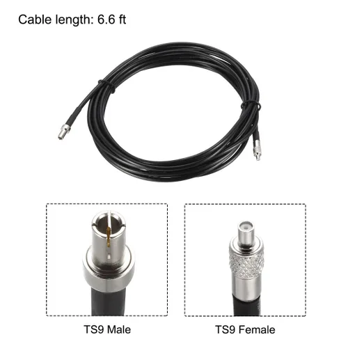 Miniatura 2 de uxcell TS9 macho a TS9 hembra RF Cable de extensión coaxial RG174 Cable de puente 6.6 pies 2pcs