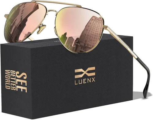 Miniatura 33 de LUENX, Aviator - Gafas de sol polarizadas, para hombres y mujeres, protección UV 400, con funda 60MM