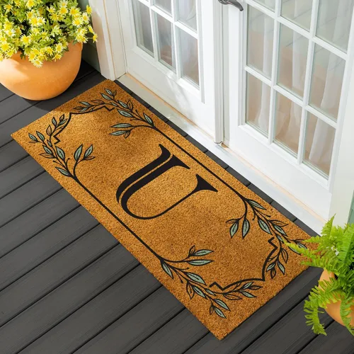 Miniatura 77 de Evergreen Flag Alfombra de puerta de fibra de coco monograma Letra B Alfombra para puerta delantera para interiores y exteriores 71x41 cm