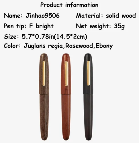 Miniatura 4 de Jinhao 9056 Pluma estilográfica vintage de madera natural, punta fina, madera Juglans regia