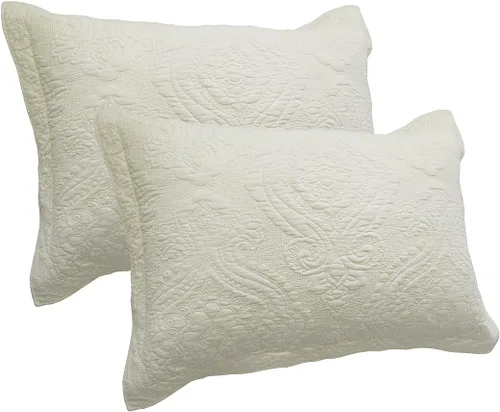 vctops Fundas de almohada acolchadas de algodón bordado de 2 piezas, fundas de almohada decorativas florales vintage, fundas de almohada bohemias