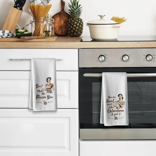 Miniatura 2 de Toallas de cocina, trapos de cocina divertidos con temas de bromas, 16 x 24, paquete de 2, toalla de barra de microfibra, toallas de mano Paquete