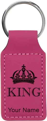 Miniatura 25 de Llavero rectangular, corona de rey, grabado personalizado incluido, Bambú