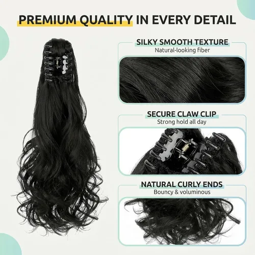 Miniatura 4 de Extensiones de cabello para cola de caballo de 18 pulgadas, 20 pulgadas, extensiones de cola de caballo rizadas, onduladas, extensiones de cola