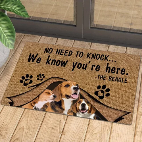 Felpudo para puerta delantera interior, no hay necesidad de golpear Beagle, tapete de bienvenida, decoración del hogar, habitación, regalos, 16 x 24
