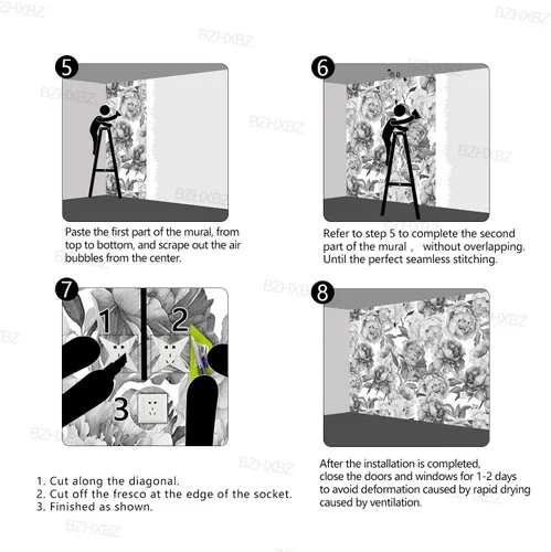 Miniatura 82 de Papel pintado botánico de selva tropical Hojas verdes de planta murales Estética para decorar habitación Sala de estar Fondo de TV Gran mural de B033
