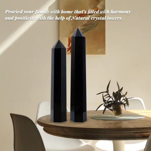 Miniatura 6 de Apengshi Torre de cristal de obsidiana negra, varita de cristal curativo natural, piedras de una sola punta, terapia de piedras preciosas