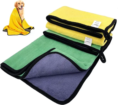 Toalla para perros, paquete de 2 toallas de baño grandes para perros, toallas de playa de microfibra súper absorbentes para secado rápido, perros y