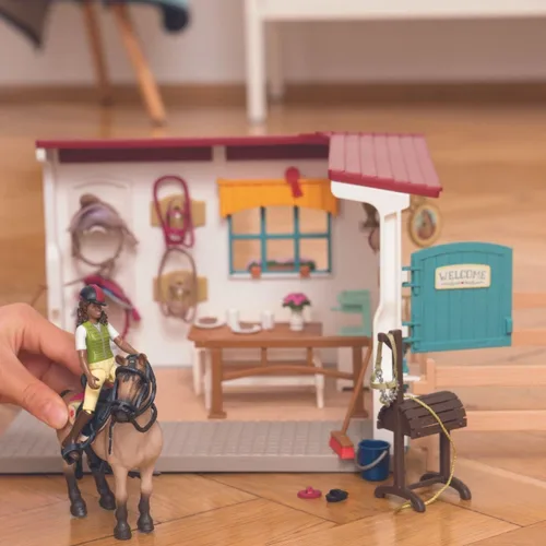 Miniatura 2 de schleich Horse Club - Juego de caballos ecuestre de 19 piezas con figuras de caballo y jinete, puesto de lavado con brazo de manguera giratorio