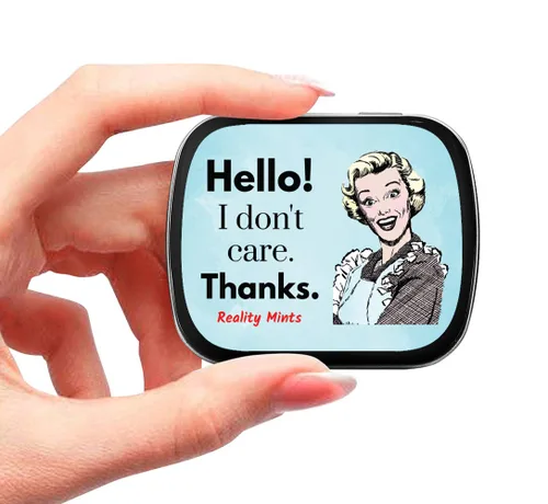 Miniatura 7 de I Don't Care Thanks Mints – Wintergreen Breath Mints – Regalo novedoso de dulces para mujeres – Lata coleccionable con bisagras de caramelo sin