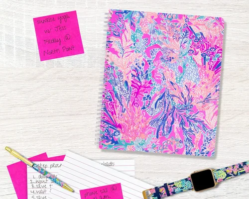 Miniatura 4 de Lilly Pulitzer Cuaderno de espiral de tapa dura, grande, 11" x 9.5", con 160 páginas a rayas, Aquadesiac