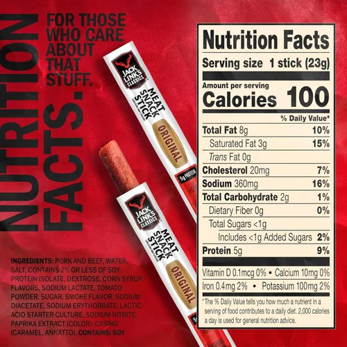 Miniatura 2 de Jack Link's Clásicos Palitos de Carne, Original - Colación de Proteína, Palitos de Carne con 5g de Proteína, Hechos con Carne de Res y Cerdo, Apto