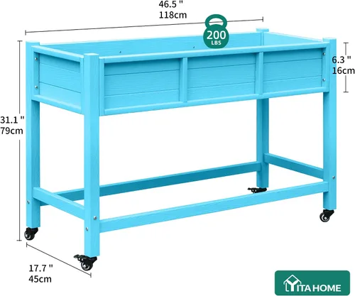 Miniatura 8 de YITAHOME Cama de jardín elevada de polietileno de alta densidad, 47 x 18 x 31 pulgadas, maceta elevada de madera de polietileno resistente a