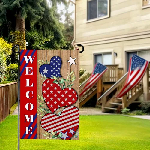 Miniatura 7 de Bandera patriótica de jardín del 4 de julio para exteriores, banderas de jardín de independencia americana, 12 x 18 pulgadas, decoración