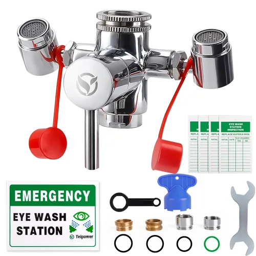 Kit de lavado de ojos montado en el grifo, kit de lavado de ojos de emergencia Staion aprobado por la OSHA Accesorio de grifo de fregadero de 1