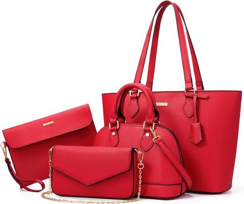 4 piezas de bolsos de mano de moda para mujer, monederos, bolsos de hombro, bolsas de mano informales, bolsas cruzadas, juego de bolso de regalo