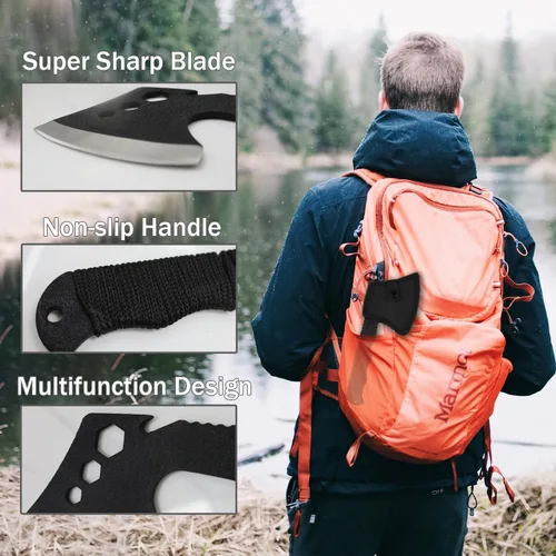Miniatura 4 de Hachas tácticas ligeras pequeñas para acampar con mango de fibra de nailon para Bushcraft supervivencia al aire libre senderismo con agujeros