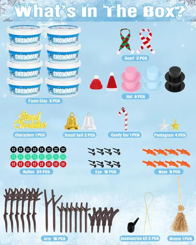 Miniatura 2 de Kit de manualidades de Navidad, paquete de 8 piezas de muñeco de nieve, adornos de Navidad, kit de construcción de muñeco de nieve, decoración