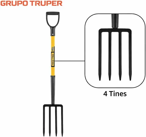 Miniatura 3 de Horquilla para abono Truper Tru Pro 54", de 3 púas, horquilla de 4 púas (Tru Pro - Spading Fork 4-Tine), 30 - pulgadas