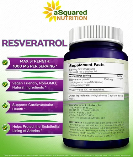 Miniatura 6 de 100% Resveratrol Natural - 1000mg Por Porción Fuerza Máxima (180 Cápsulas) Suplemento Antioxidante, Píldoras de Trans-Resveratrol para la Salud