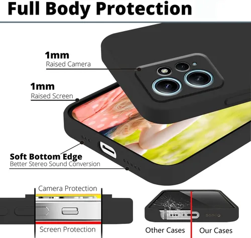 Miniatura 5 de Compatible con Xiaomi Redmi Note 12 4G Funda Silicona Líquida Verde Oscuro, Teléfono Suave Táctil Suave para Redmi Note 12 4G Funda Silicona A Negro