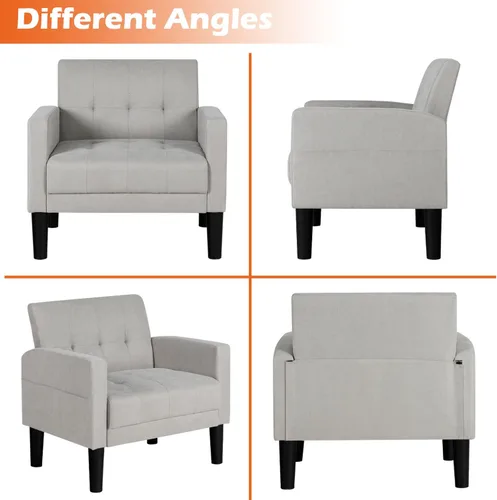 Miniatura 7 de AILEEKISS Juego de 2 sillas decorativas para sala de estar, sillón tapizado cómodo, sofá individual de tela moderna con bolsillos laterales, sillas