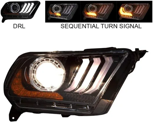 Miniatura 6 de Winjet Serie Renegade compatible con 2010 2011 2012 S197 Ford Mustang S550 estilo LED DRL proyector secuencial rendimiento mercado de accesorios par