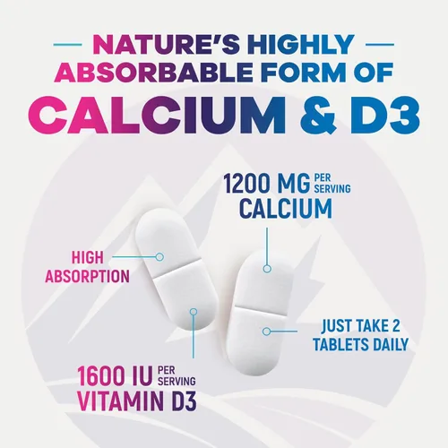 Miniatura 3 de Calcio 1200 mg por porción con vitamina D3 – Suplemento de salud ósea, vitamina D y suplementos de calcio para mujeres y hombres – hueso, dientes