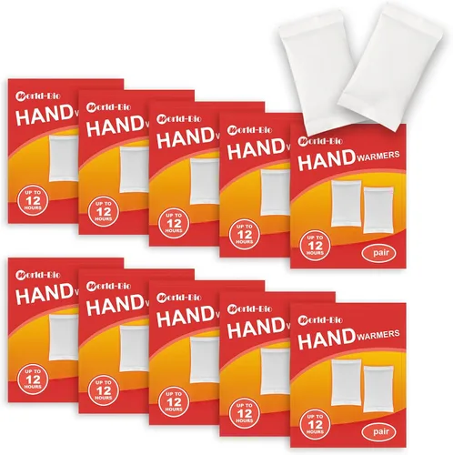 World-BIO - Calentadores de manos desechables – 10/20/40 pares, 20 pares de calentadores de pies y 30 paquetes de calentadores de cuerpo con