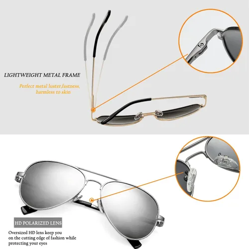 Miniatura 5 de HJSTES Gafas de sol polarizadas de aviador para niñas y niños gafas clásicas para jóvenes lentes de protección UV400 2047in